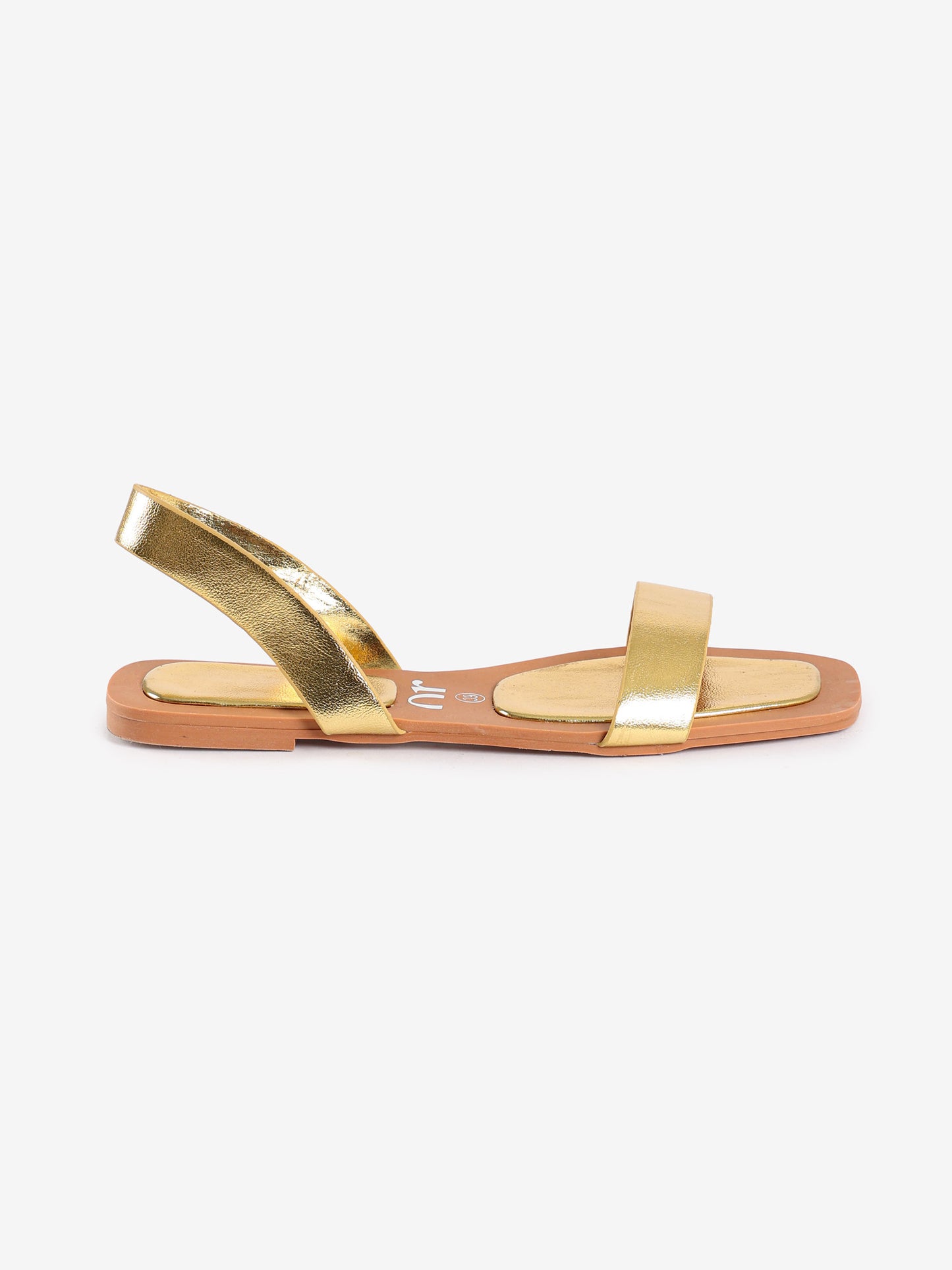 Gold Metallic Double Strap Flat Sandals