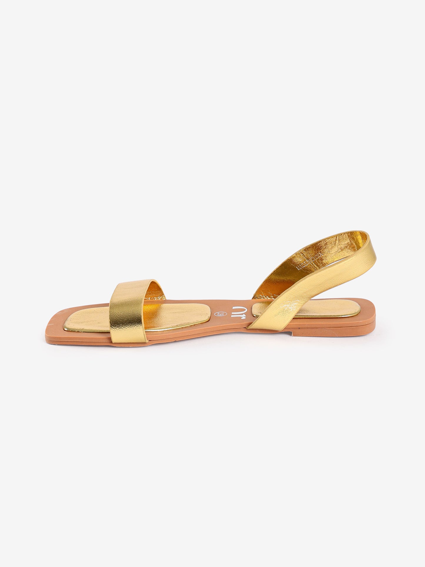 Gold Metallic Double Strap Flat Sandals