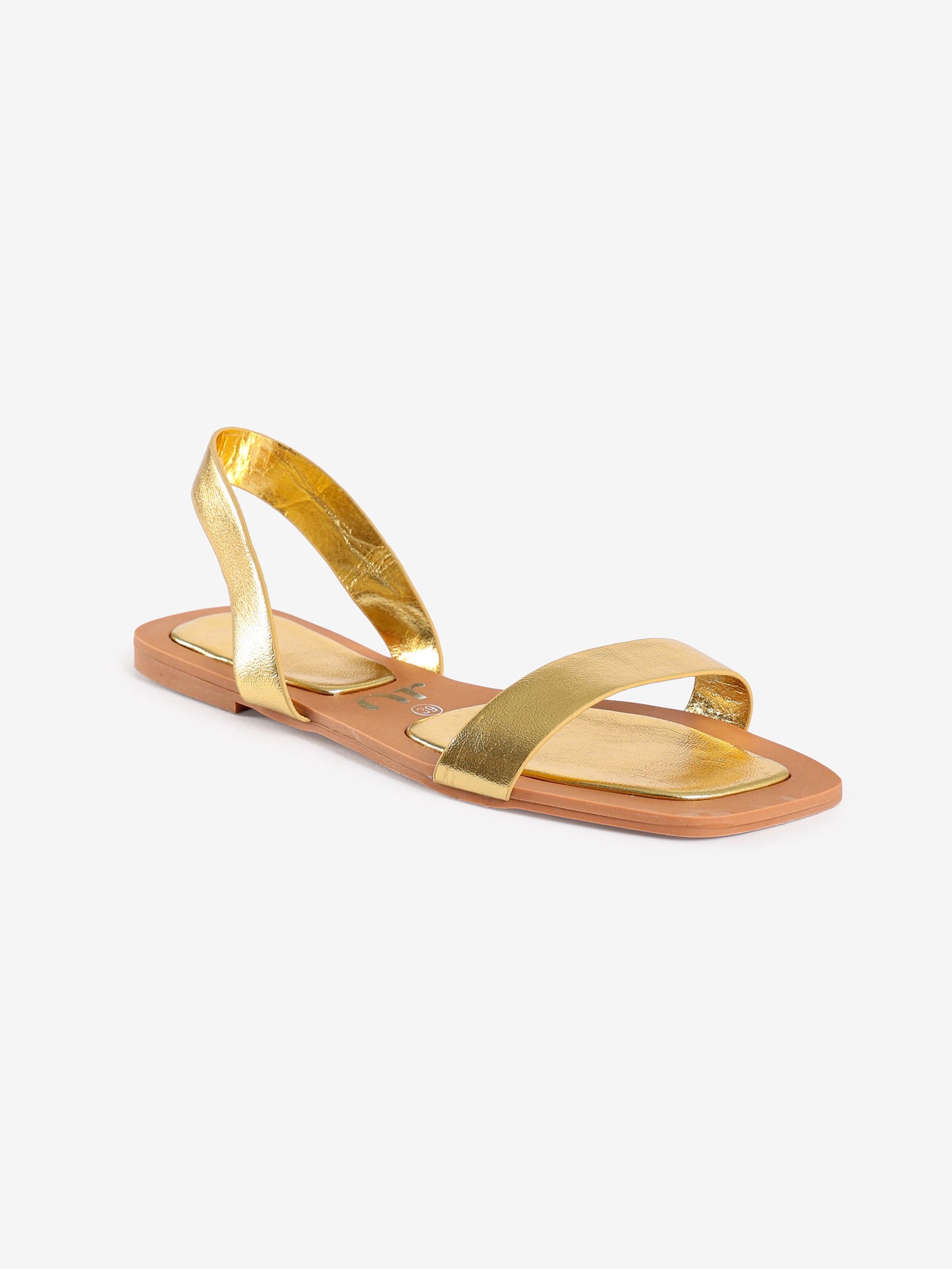 Gold Metallic Double Strap Flat Sandals