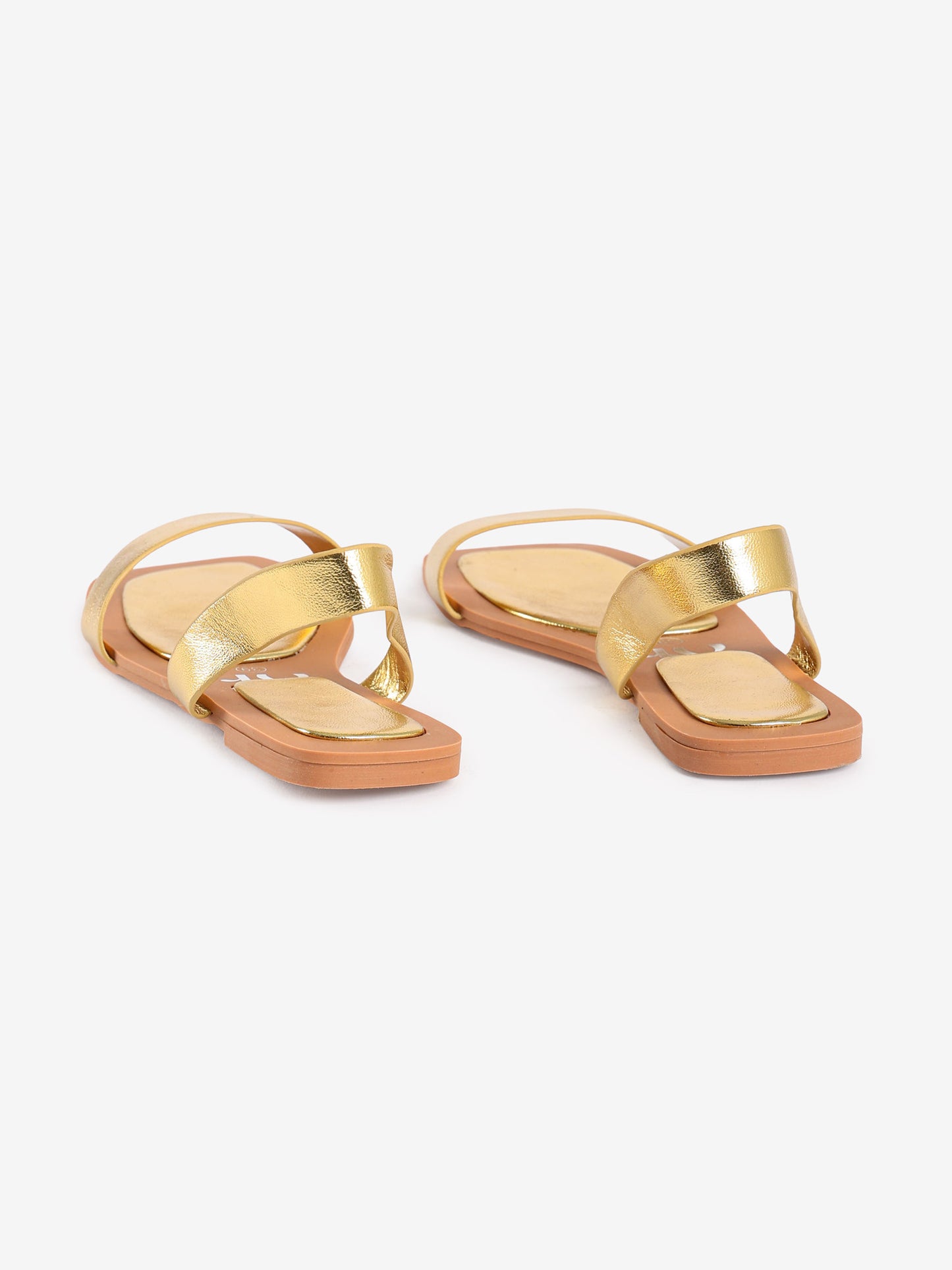 Gold Metallic Double Strap Flat Sandals