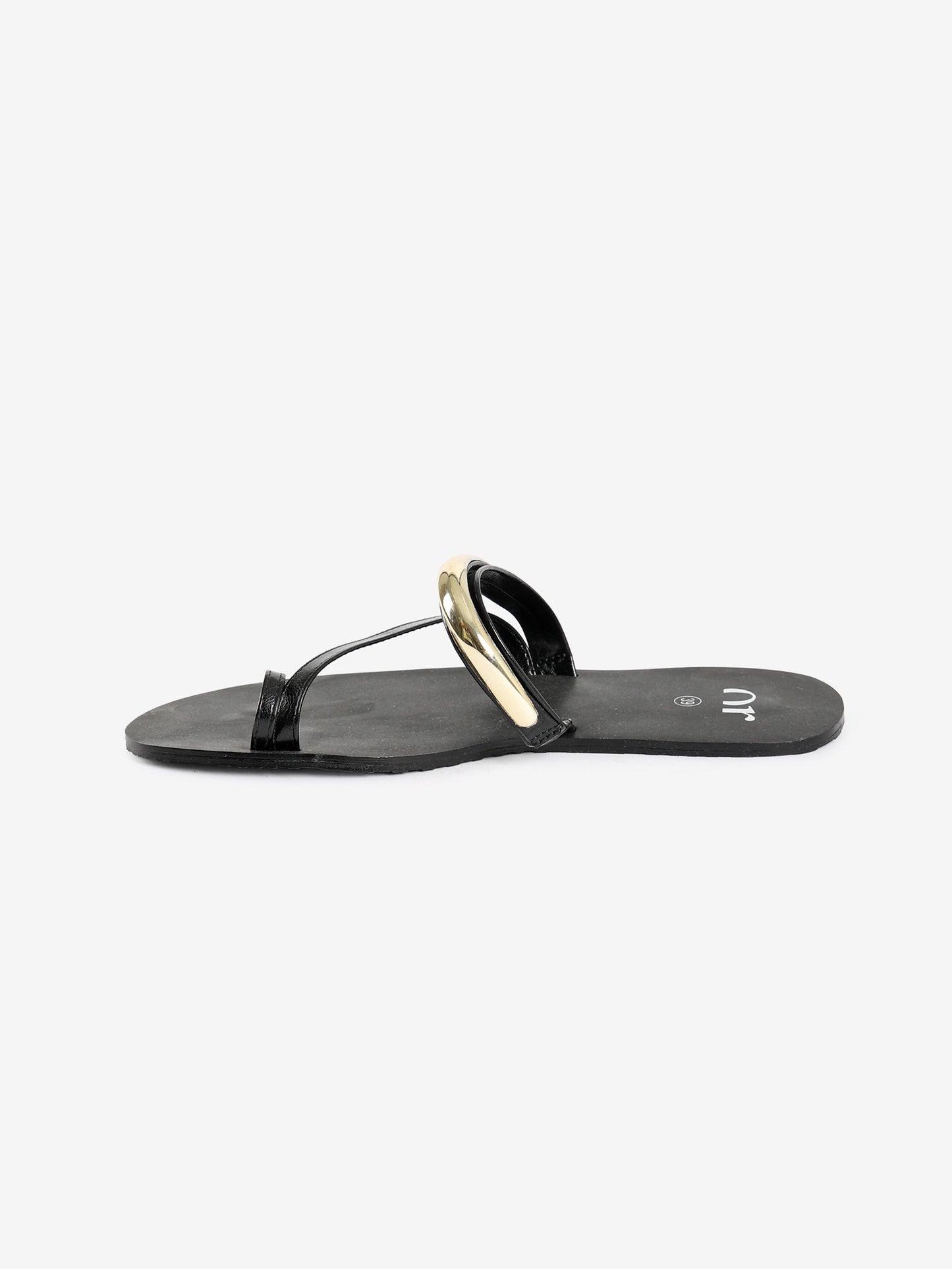 Toe-Ring Flat Sandals with Gold Accent