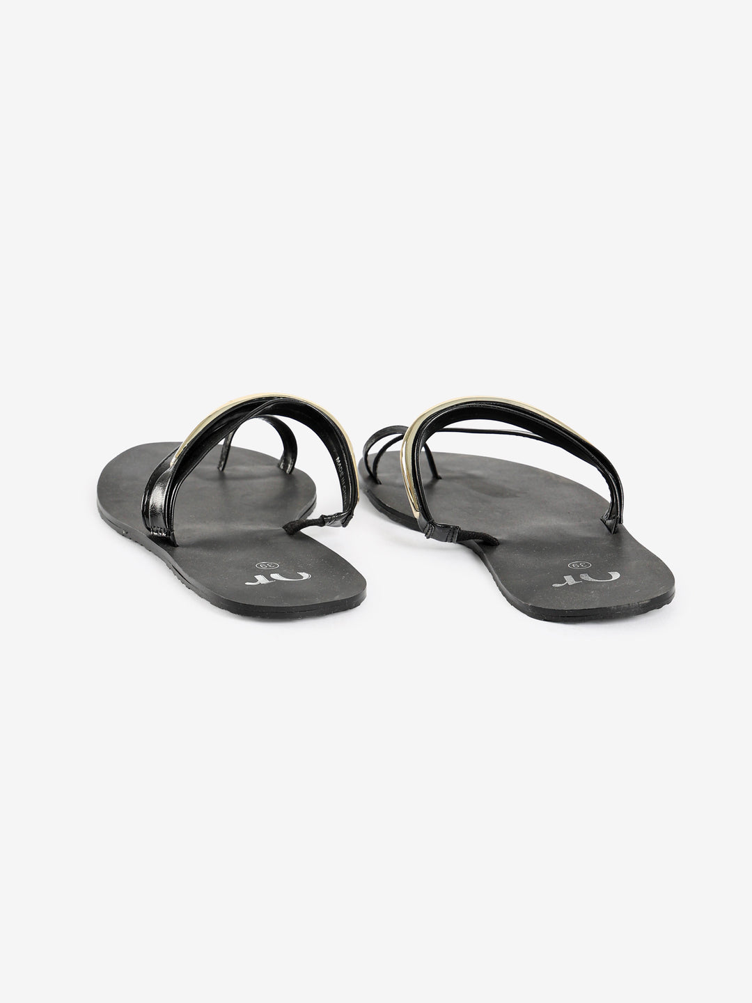 Toe-Ring Flat Sandals with Gold Accent