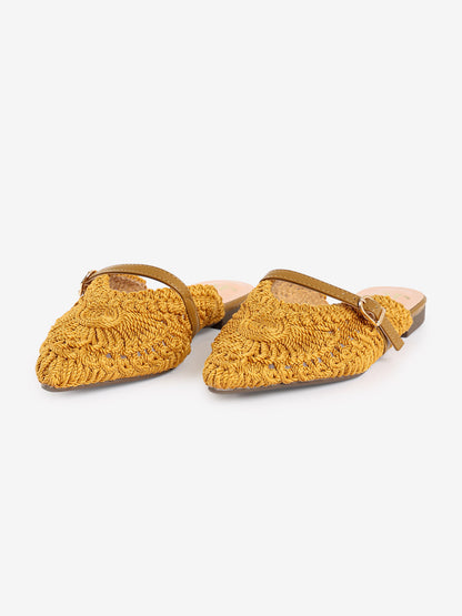 Crochet Pointed-Toe Mules