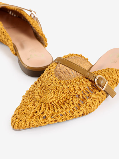 Crochet Pointed-Toe Mules