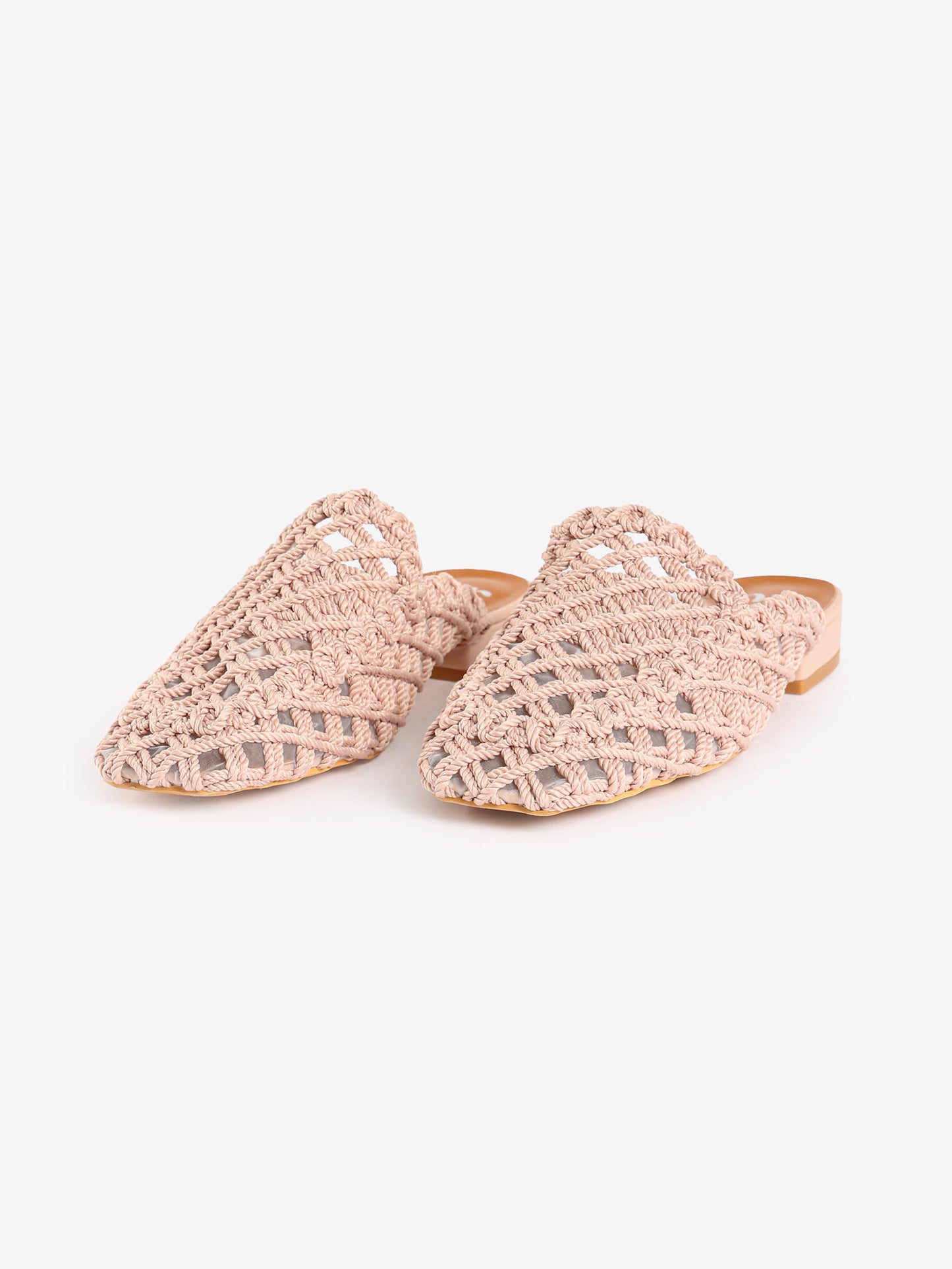 Woven Pointed-Toe Flat Mules