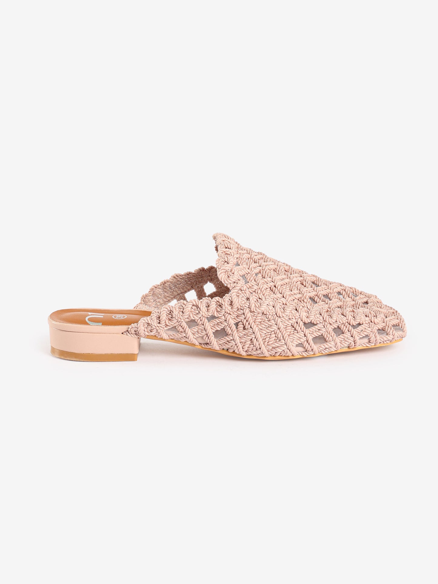 Woven Pointed-Toe Flat Mules