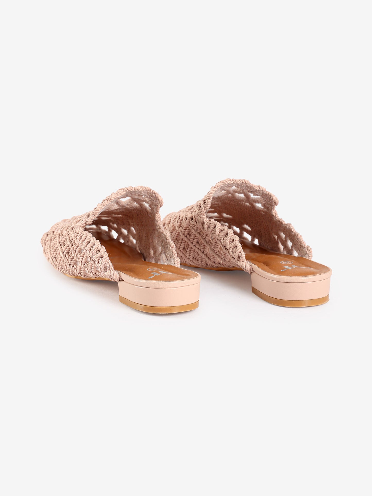 Woven Pointed-Toe Flat Mules