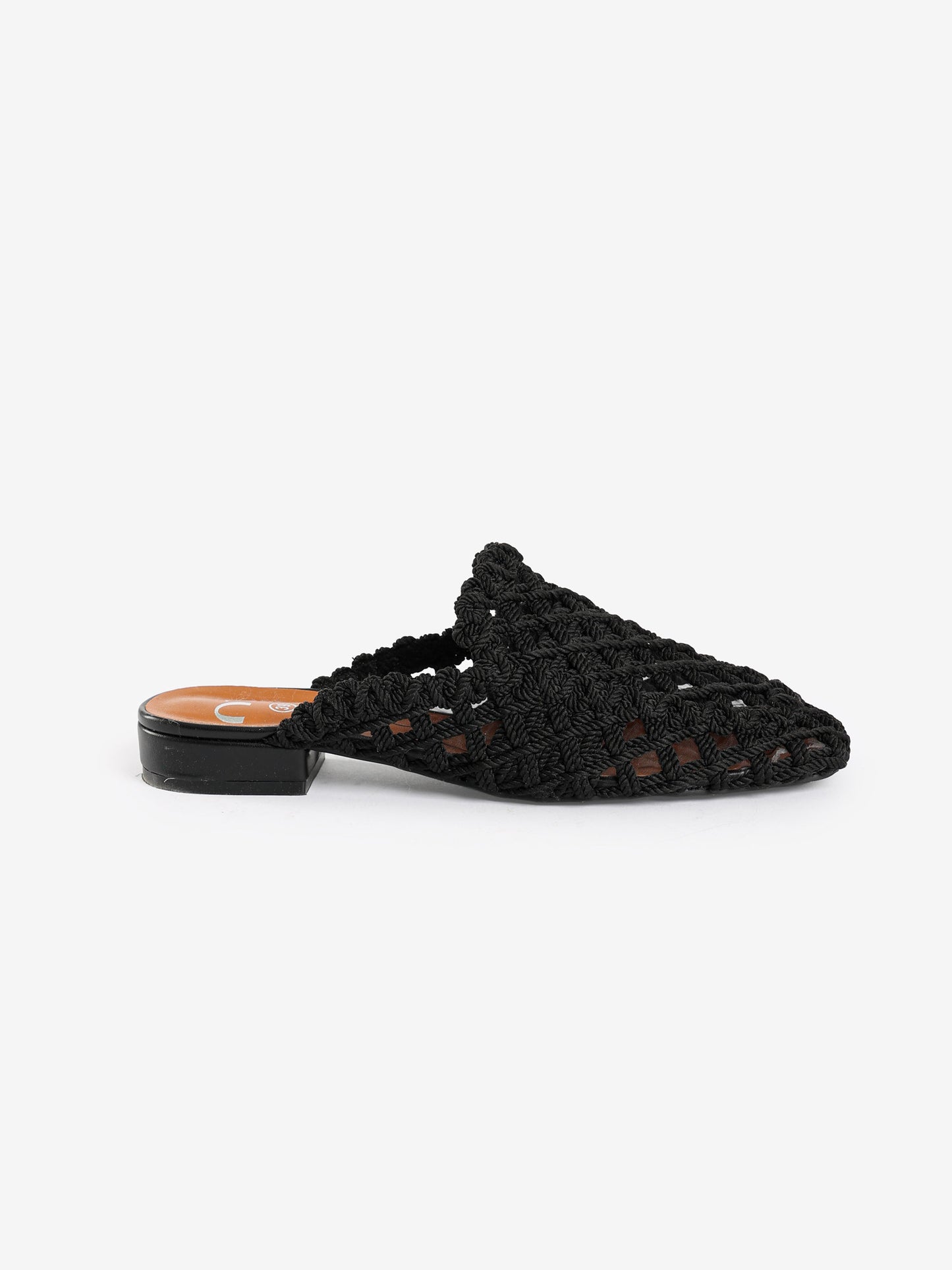 Woven Pointed-Toe Flat Mules