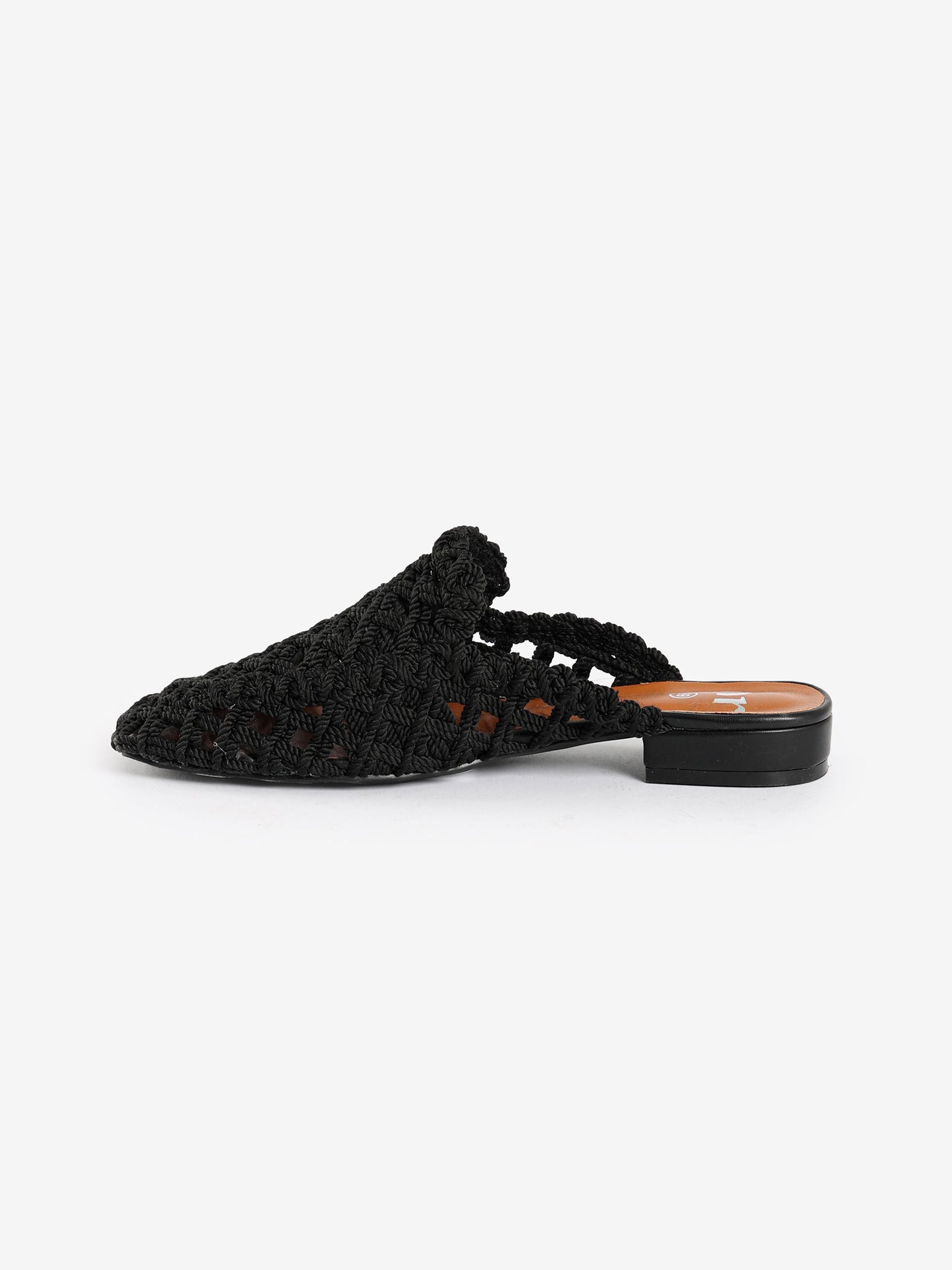 Woven Pointed-Toe Flat Mules