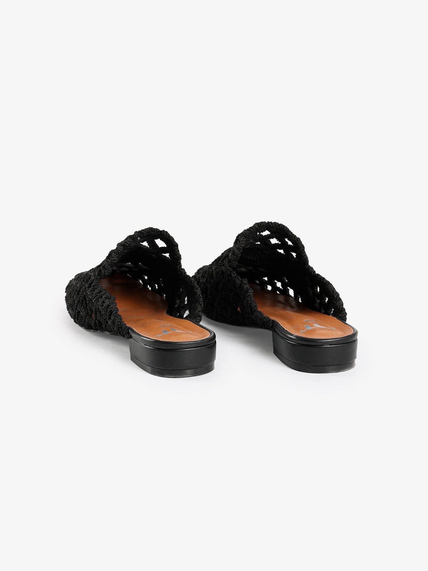 Woven Pointed-Toe Flat Mules