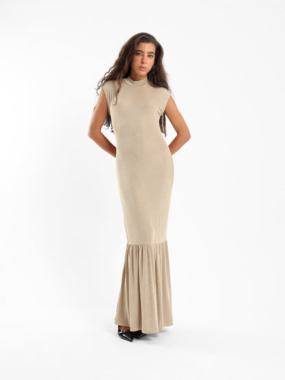 Cap Sleeve Maxi Dress With Gathered Hem