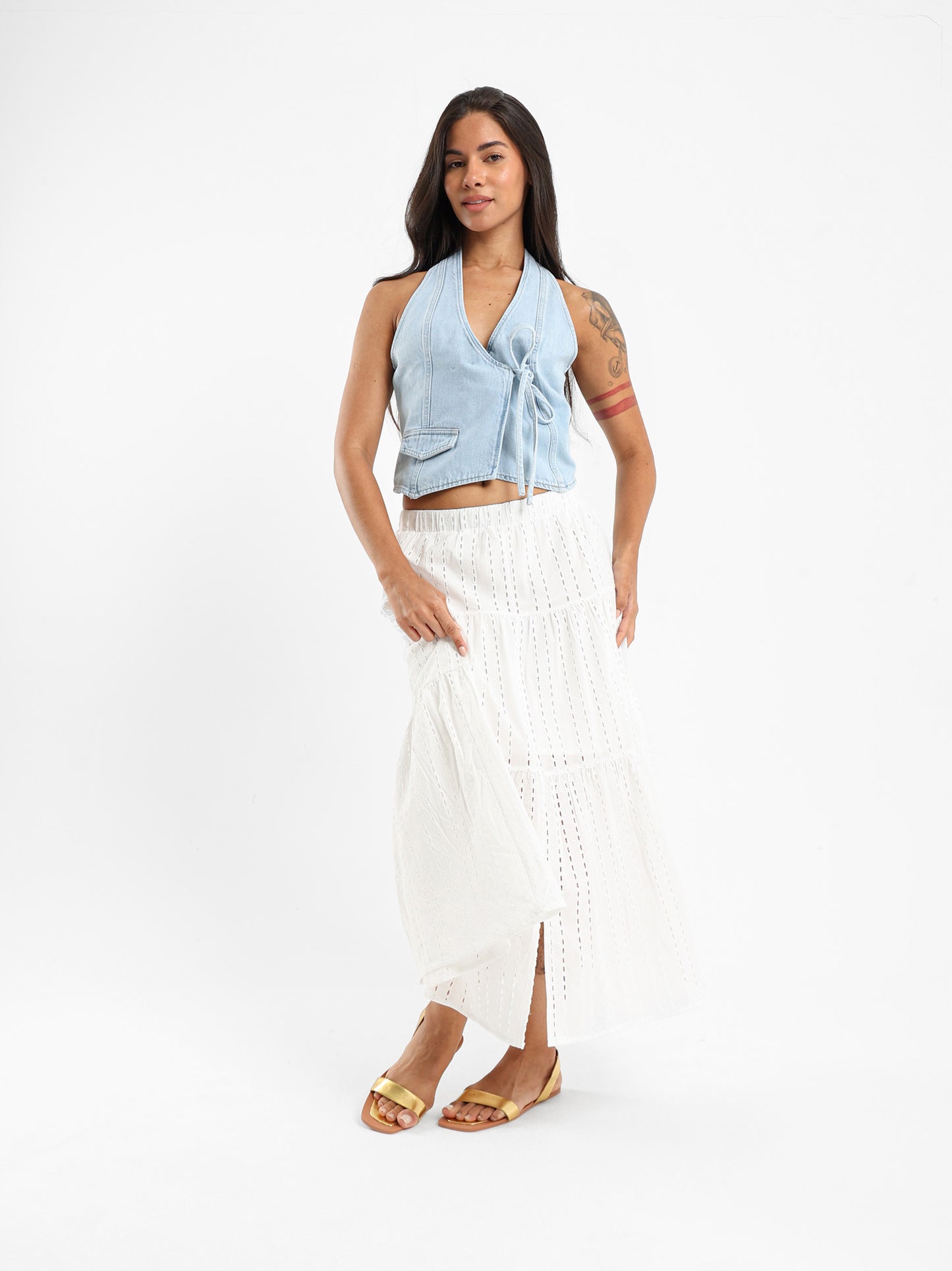 Midi Tiered Sangallo Skirt