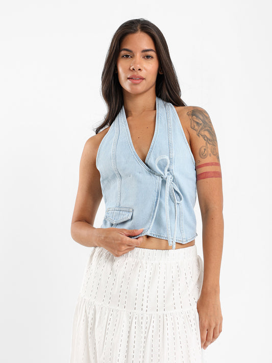 Wrap Denim Vest Jacket
