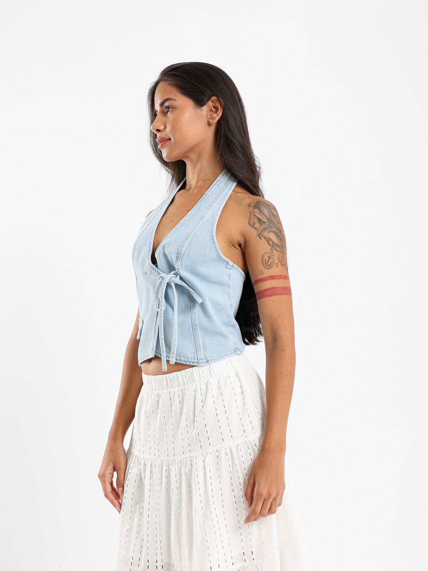 Wrap Denim Vest Jacket