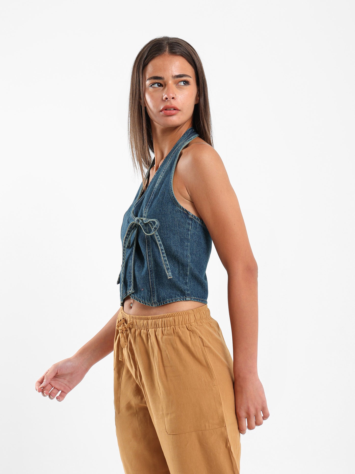 Wrap Denim Vest Jacket