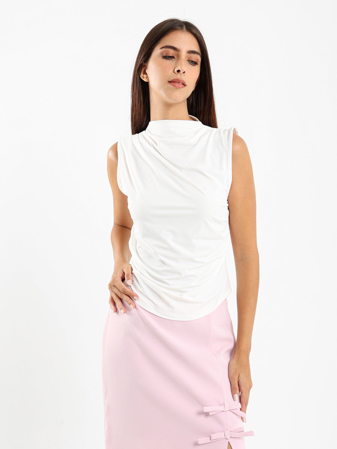 Gathered Sleeveless Top