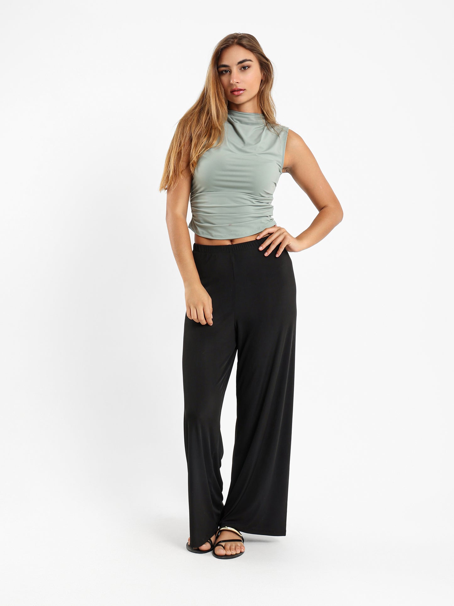 Gathered Sleeveless Top