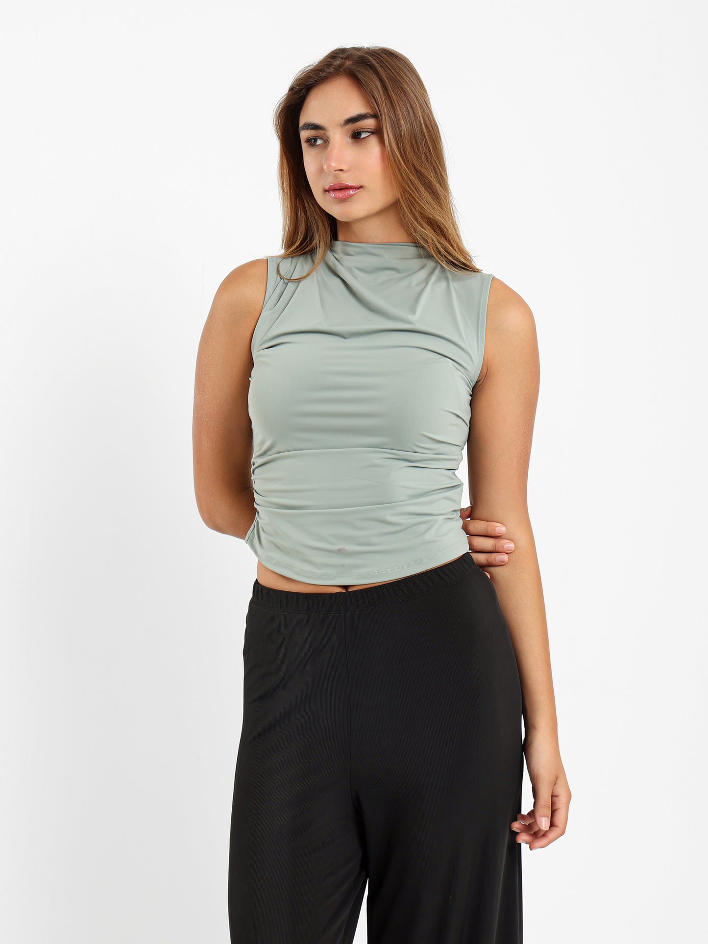 Gathered Sleeveless Top