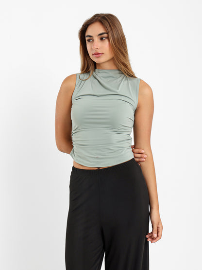 Gathered Sleeveless Top