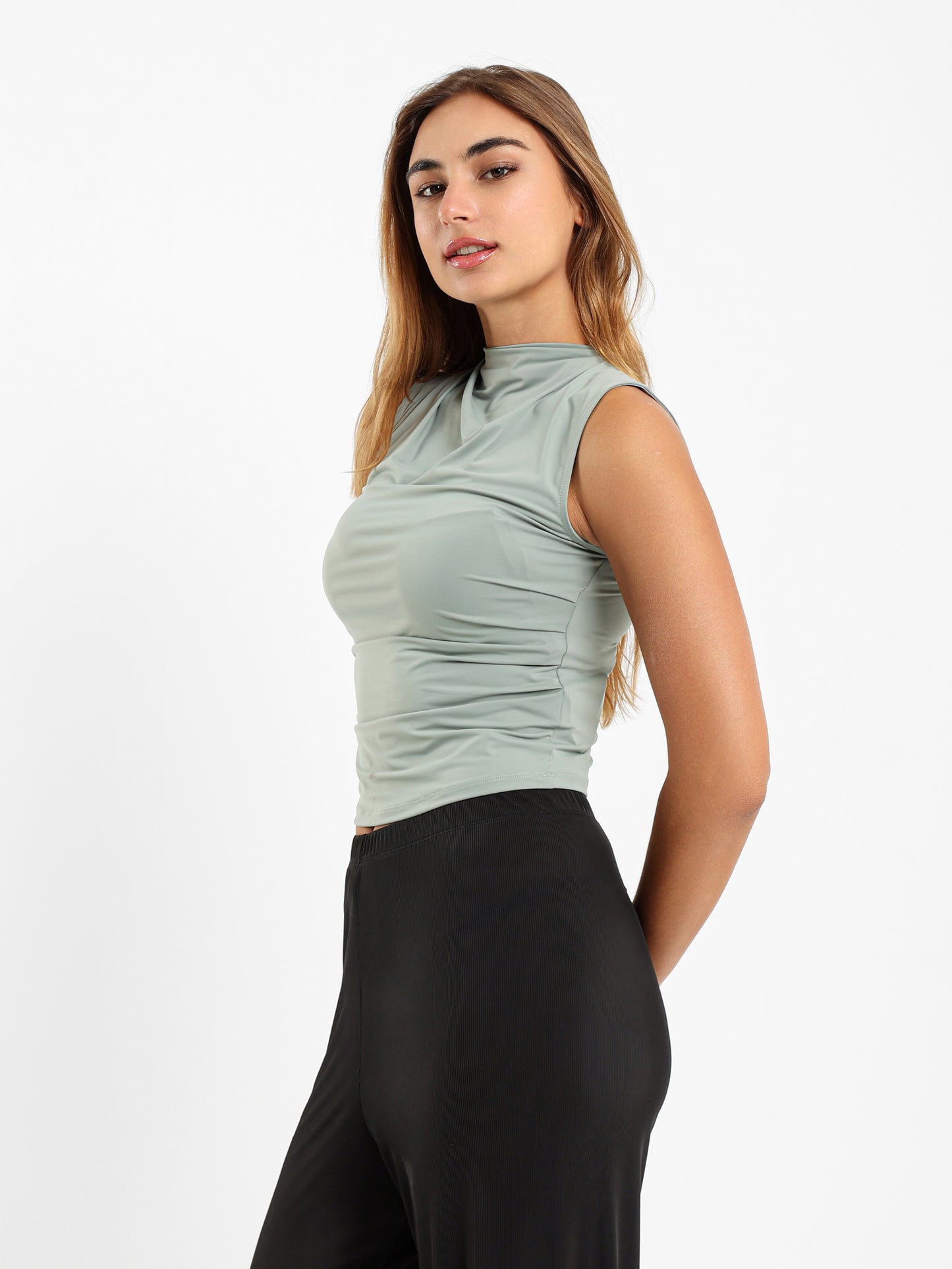 Gathered Sleeveless Top