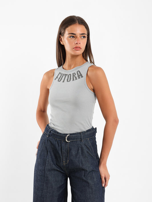 Sleeveless Ribbed Tank Top