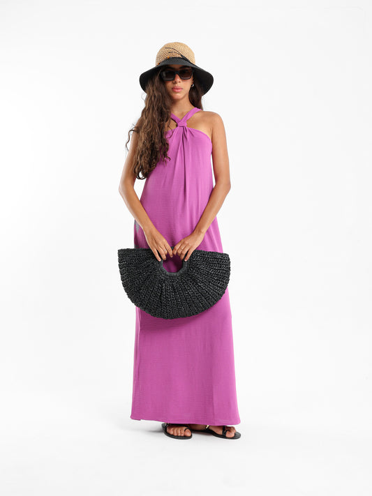 Front Tie Long Dress With Side Slits