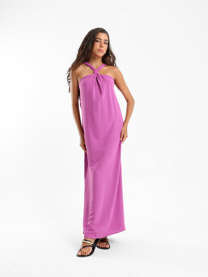 Front Tie Long Dress With Side Slits
