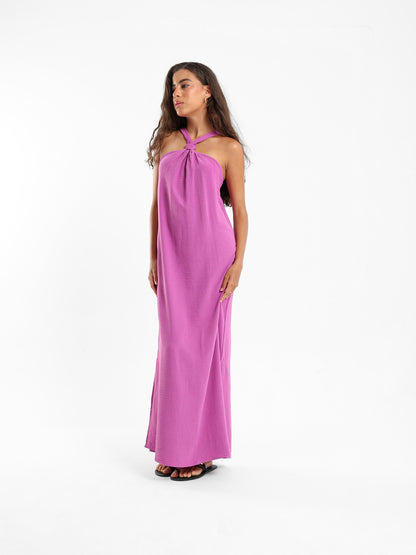 Front Tie Long Dress With Side Slits