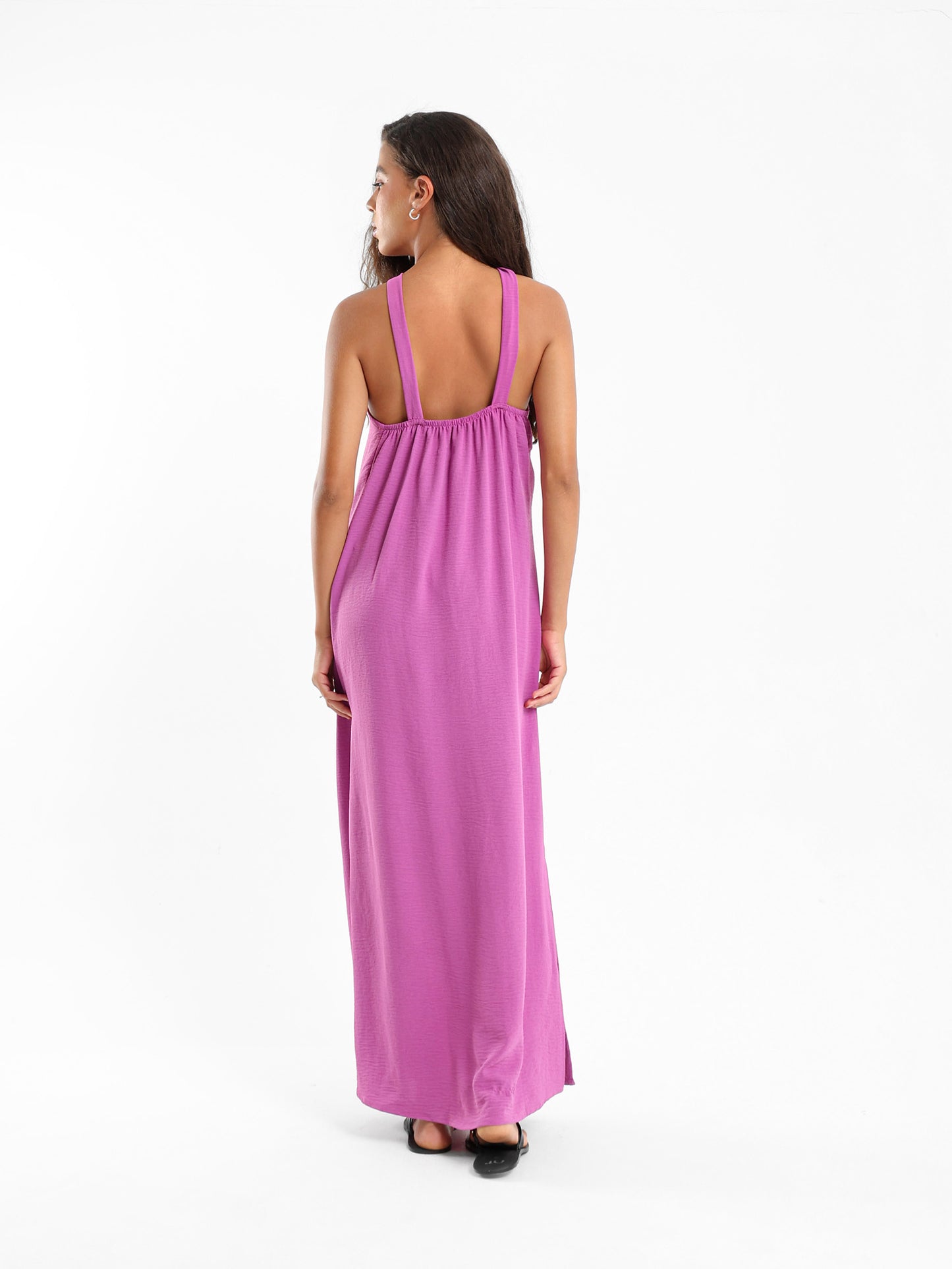 Front Tie Long Dress With Side Slits