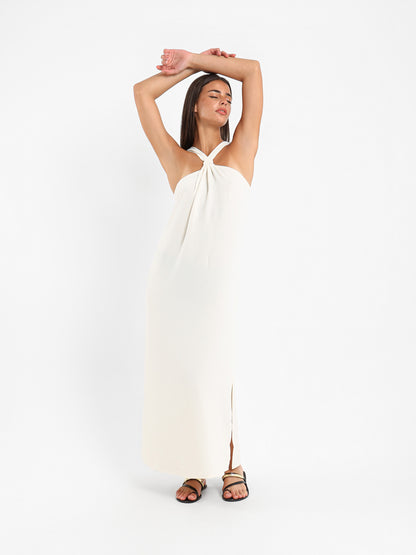 Front Tie Long Dress With Side Slits