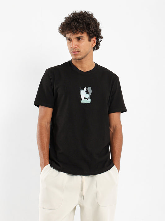 Waffle Knit Relaxed Fit T-Shirt