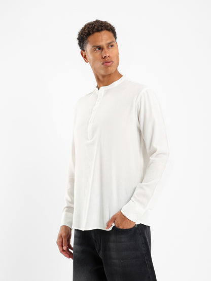 Granded Collar Long Sleeve Shirt