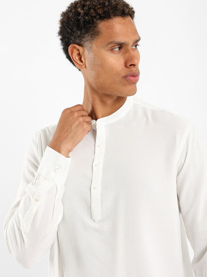Granded Collar Long Sleeve Shirt