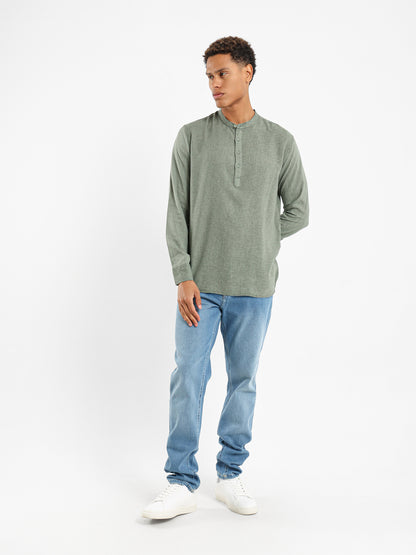 Granded Collar Long Sleeve Shirt