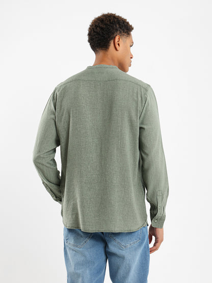 Granded Collar Long Sleeve Shirt