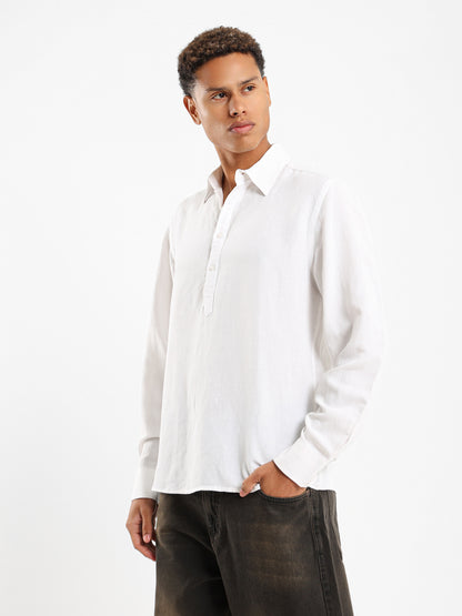 Half Placket Grandad Collar Shirt