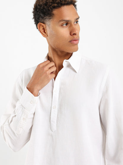 Half Placket Grandad Collar Shirt