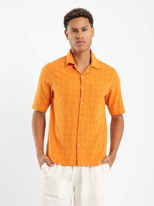 Checked Seersucker Camp Shirt