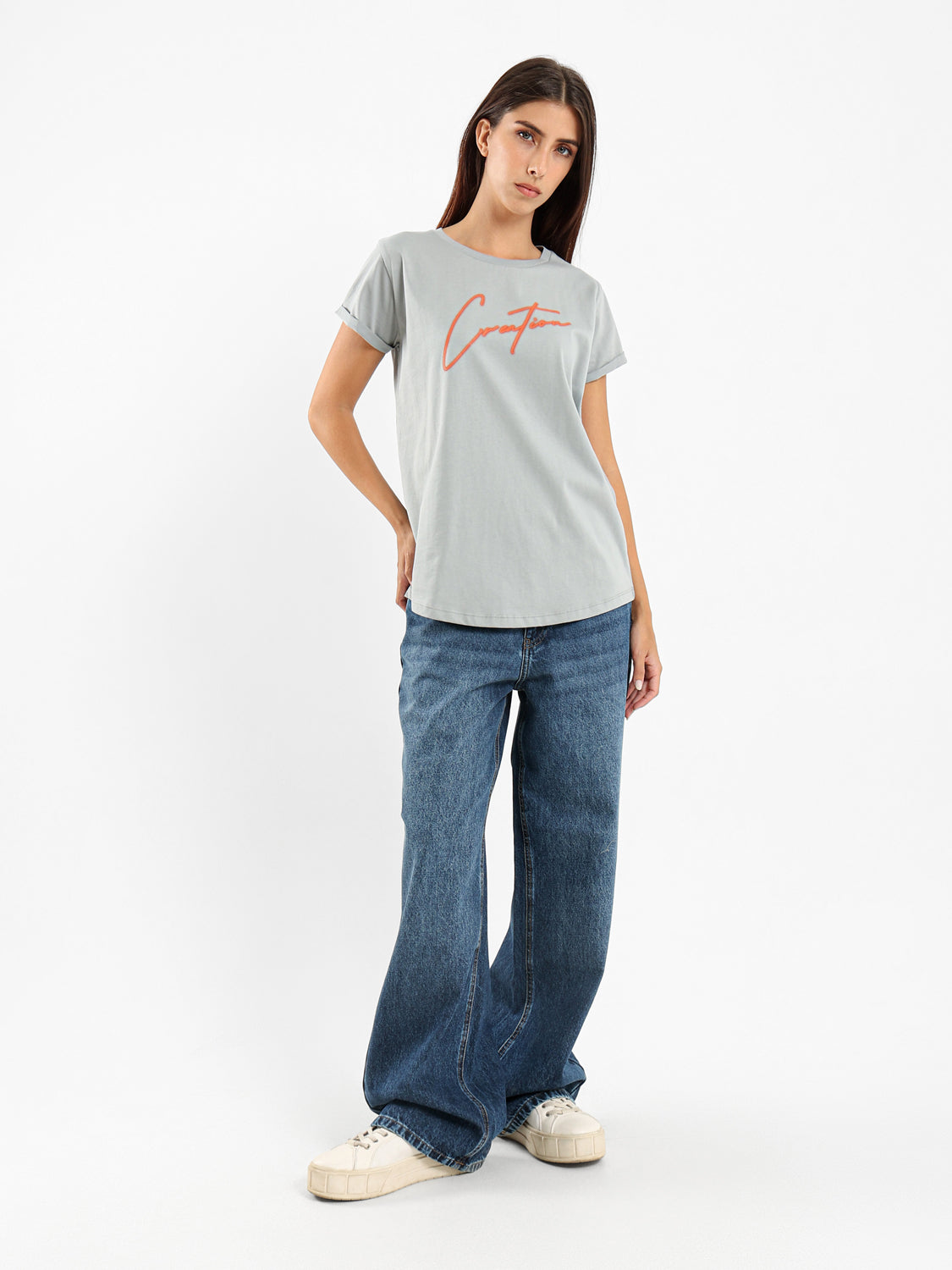 Front Text Print T-Shirt