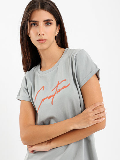Front Text Print T-Shirt