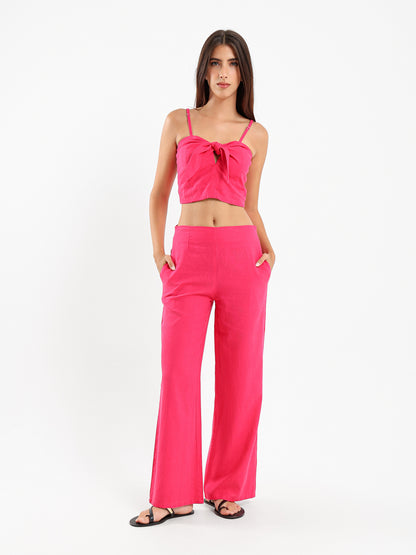Side Pockets Pants with Back Zipper