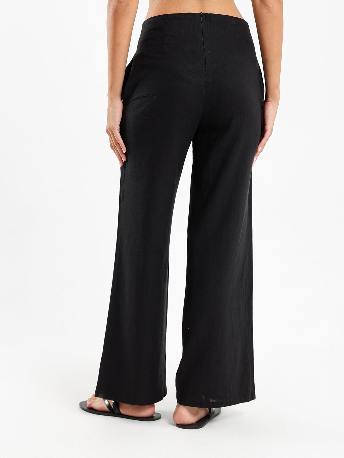 Side Pockets Pants with Back Zipper