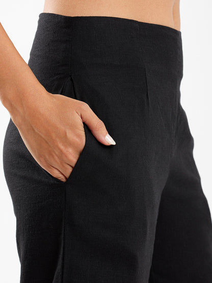 Side Pockets Pants with Back Zipper