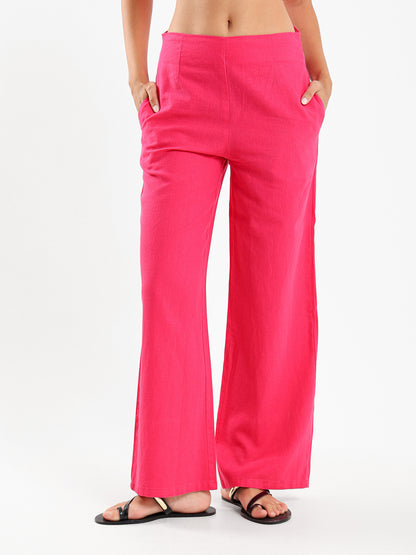 Side Pockets Pants with Back Zipper