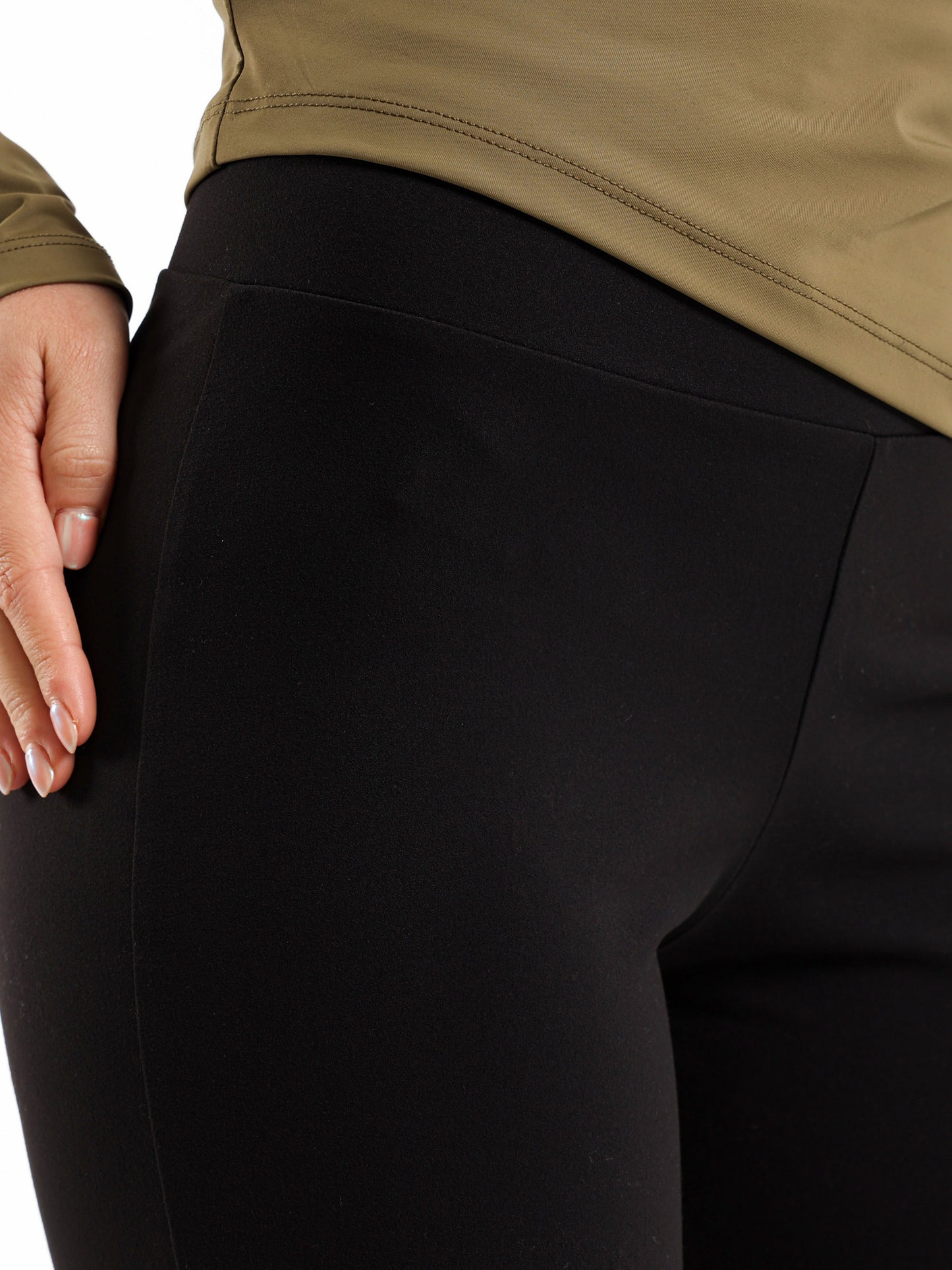 Ribbed Waist Flare Legs Pants