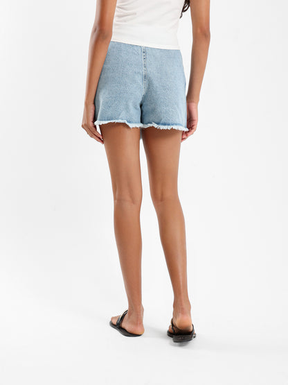 Unfinished Asymmetrical Denim Skort