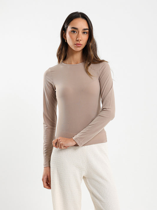 Ribbed Long Sleeve Fitted Tee