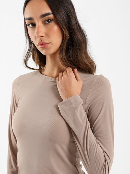 Ribbed Long Sleeve Fitted Tee