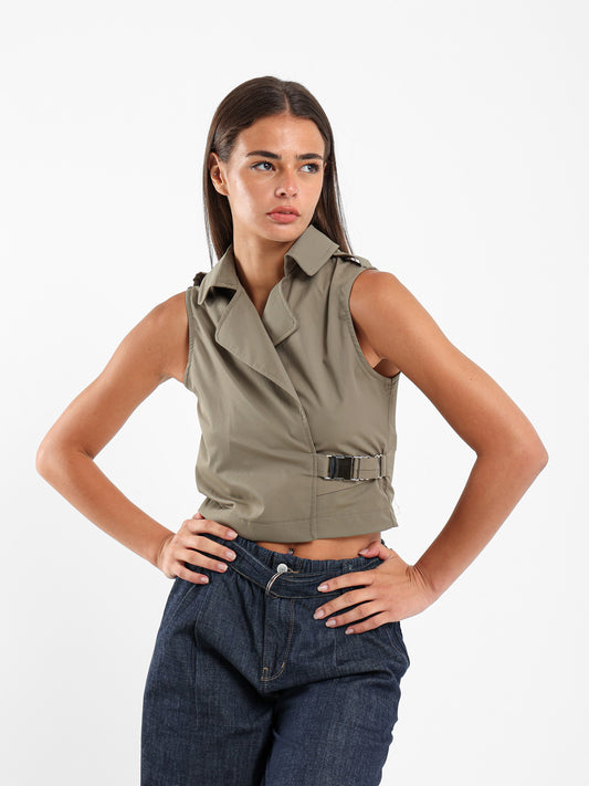 Belted Vest with Side Buckle