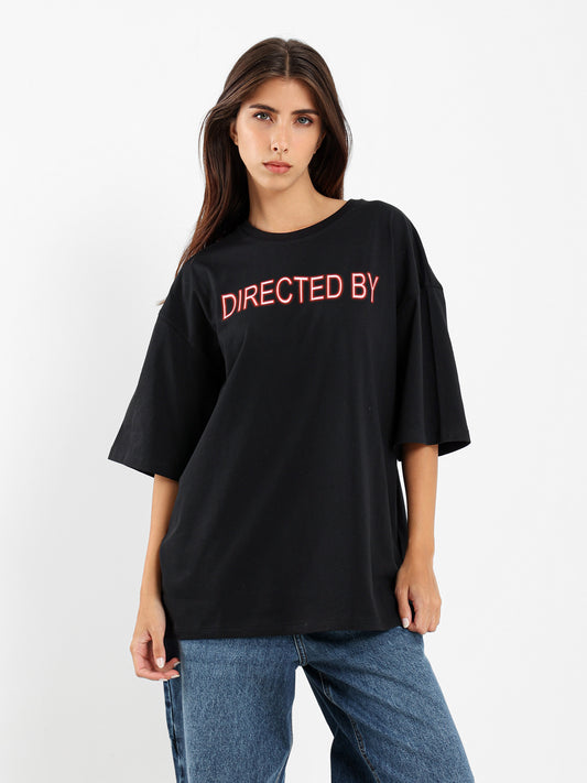 Directed By Front Print Oversized T-Shirt